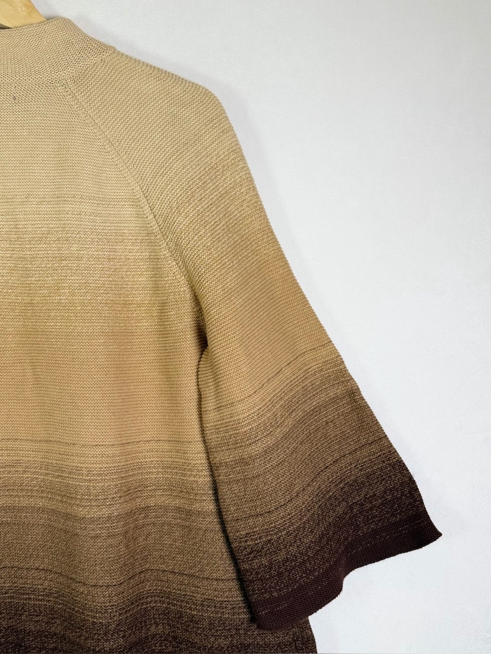 Jones New York Women 2X Ombre Cotton Cardigan Brown Cream Bell Sleeve Sweater - Picture 8 of 9